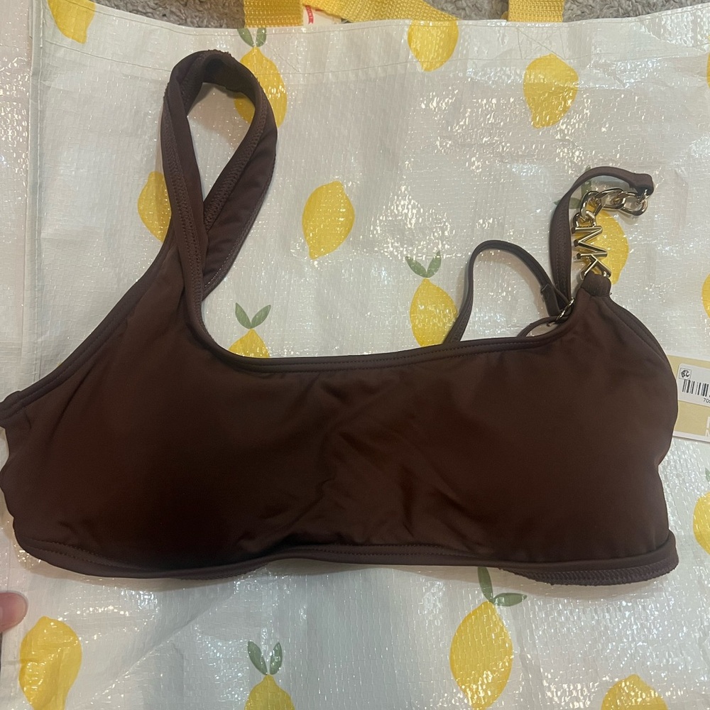 NWT Michael Kors swim brown bikini top.